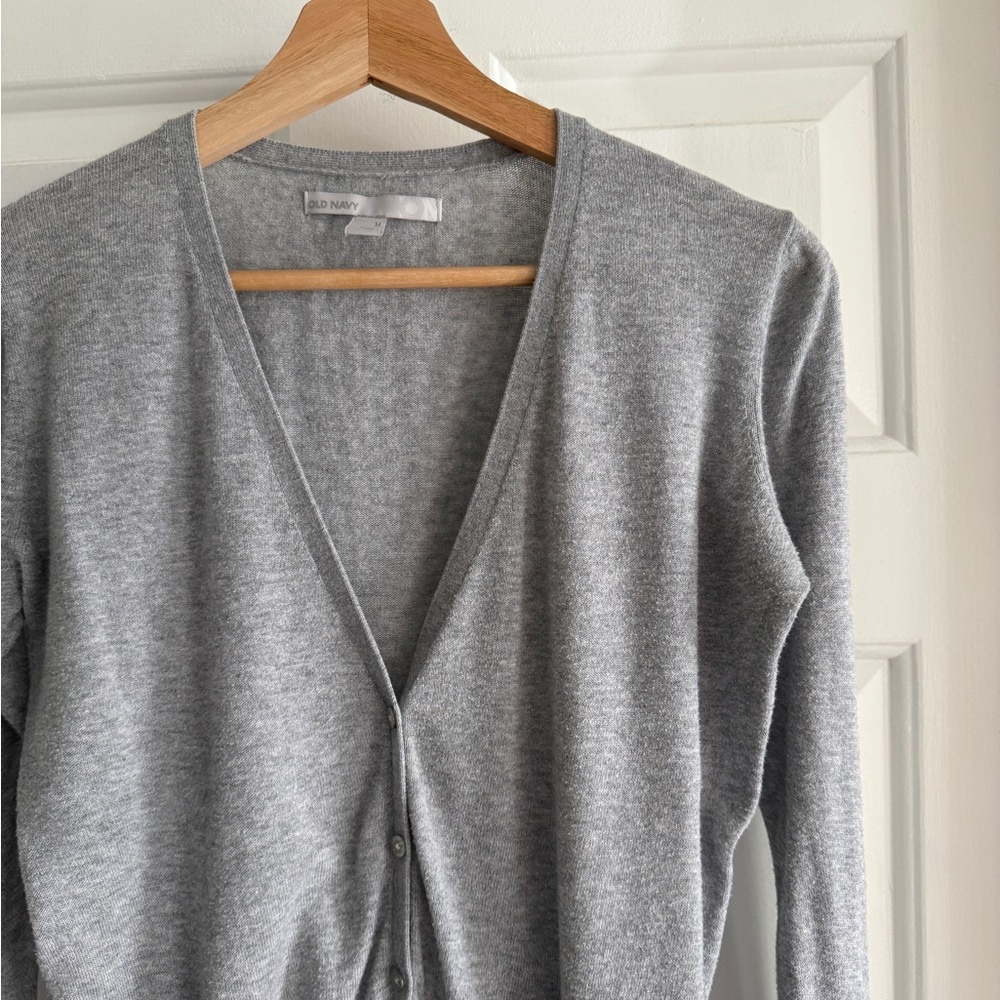 Old Navy Light Gray V-Neck Button Cardigan